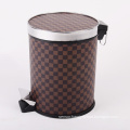 Grid Design PU Covered Foot Pedal Dustbin (A12-1901E)